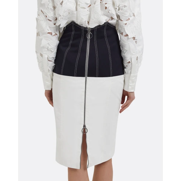 Gemma Skirt In Midnight Navy And Ivory by Safiyaa ‚Äì luxury skirts in Ivory available at Luxury Shoes 