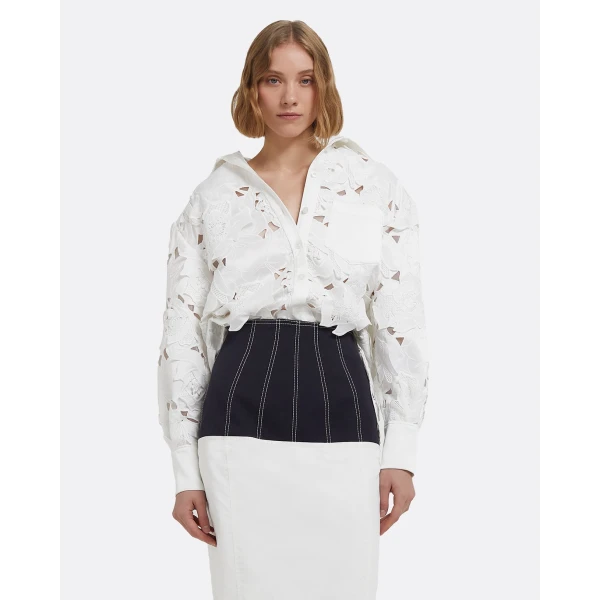 Gemma Skirt In Midnight Navy And Ivory by Safiyaa ‚Äì luxury skirts in Ivory available at Luxury Shoes 