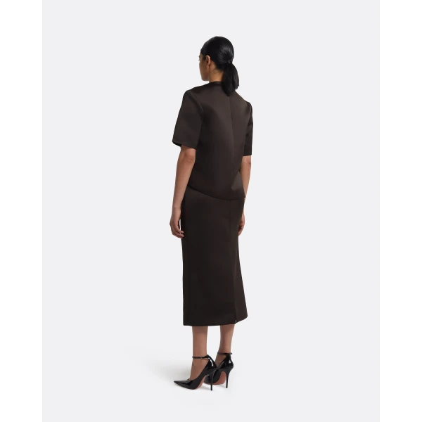 Grainee Skirt In Peat Brown by Safiyaa ‚Äì luxury skirts in Brown available at Luxury Shoes 