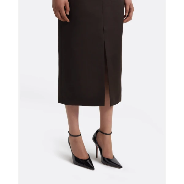 Grainee Skirt In Peat Brown by Safiyaa ‚Äì luxury skirts in Brown available at Luxury Shoes 