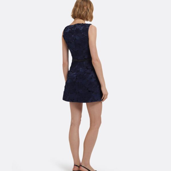 Gren Short Dress In Midnight Navy With Gunmetal Embellishments by Safiyaa ‚Äì luxury dresses in Blue available at Luxury Shoes 