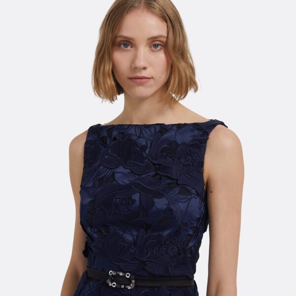 Gren Short Dress In Midnight Navy With Gunmetal Embellishments by Safiyaa ‚Äì luxury dresses in Blue available at Luxury Shoes 