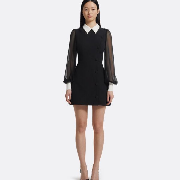 Karena Short Dress In Ivory On Black by Safiyaa ‚Äì luxury dresses in Black available at Luxury Shoes 