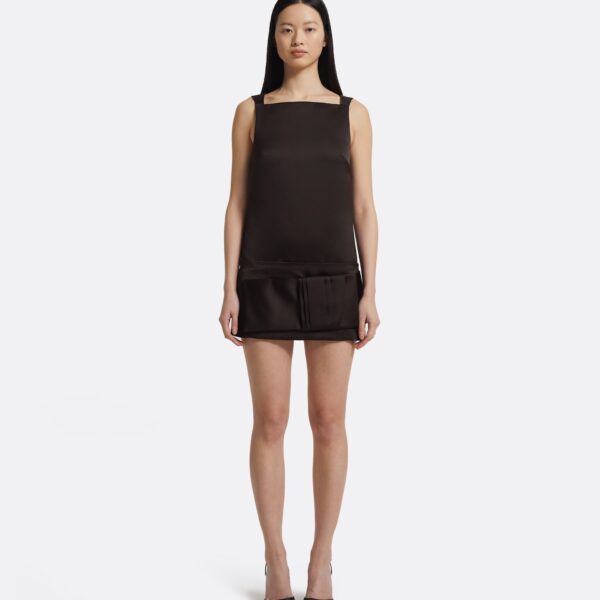 Kimora Short Dress In Peat Brown by Safiyaa ‚Äì luxury dresses in Brown available at Luxury Shoes 