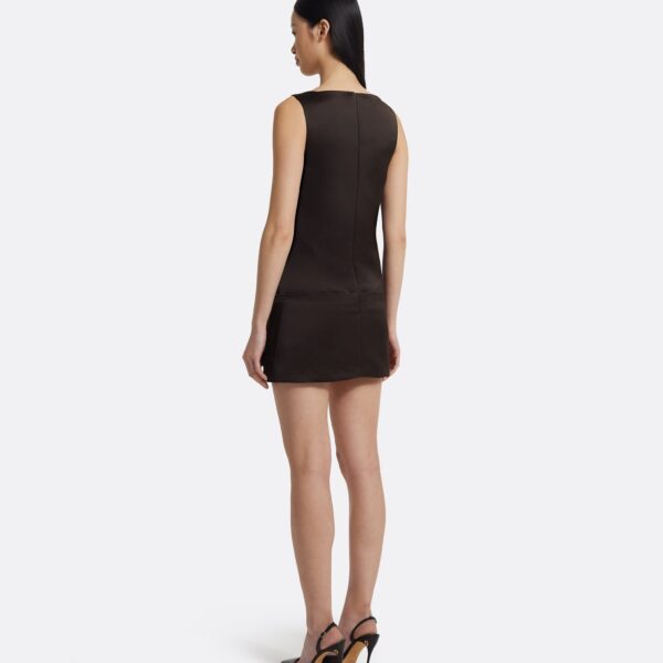Kimora Short Dress In Peat Brown by Safiyaa ‚Äì luxury dresses in Brown available at Luxury Shoes 