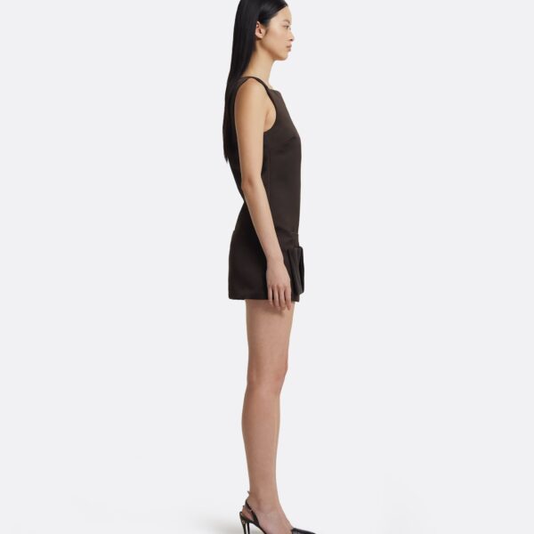 Kimora Short Dress In Peat Brown by Safiyaa ‚Äì luxury dresses in Brown available at Luxury Shoes 