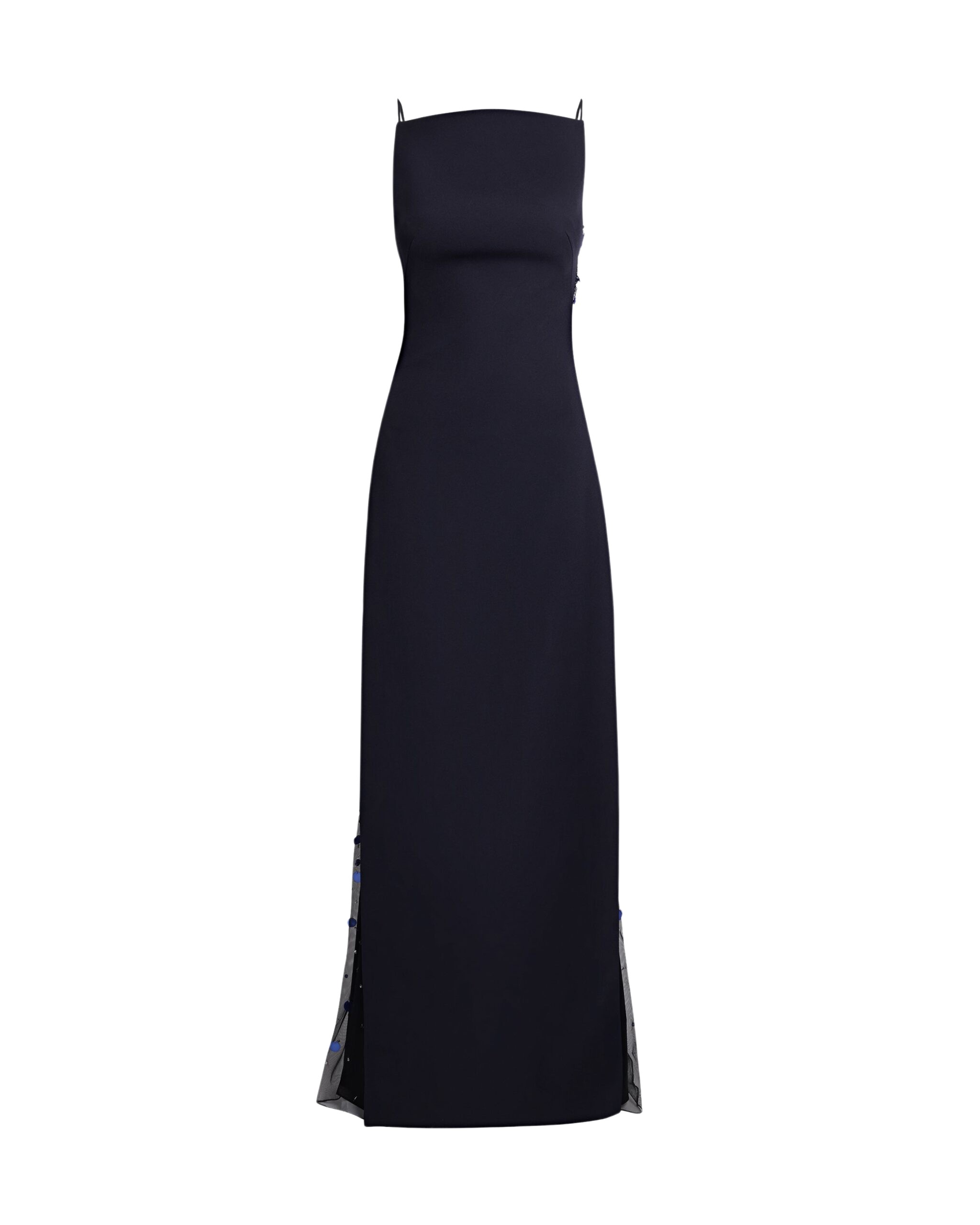 Safiyaa Leah Long Dress In Midnight Navy With Multi-Blues Embellishments