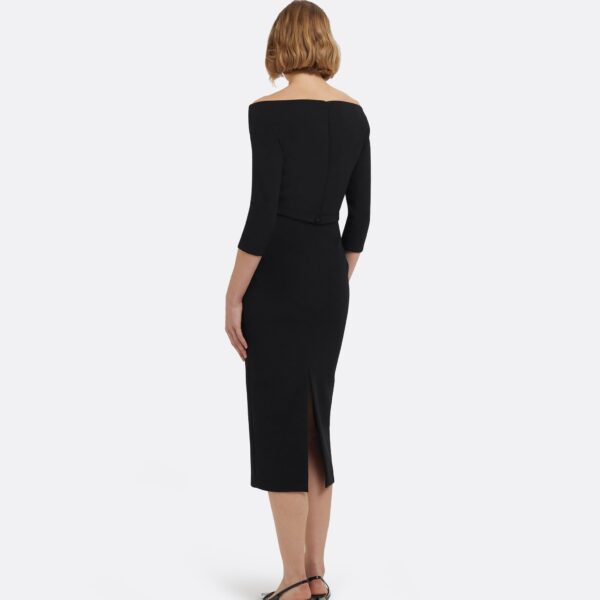 Linda Midi Dress In Black by Safiyaa ‚Äì luxury dresses in Black available at Luxury Shoes 