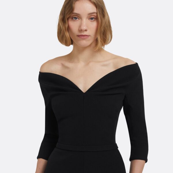 Linda Midi Dress In Black by Safiyaa ‚Äì luxury dresses in Black available at Luxury Shoes 