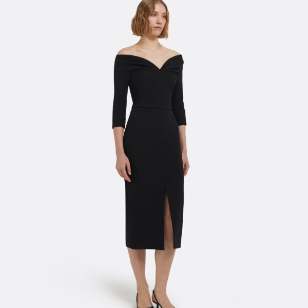 Safiyaa Linda Midi Dress In Black, view 5
