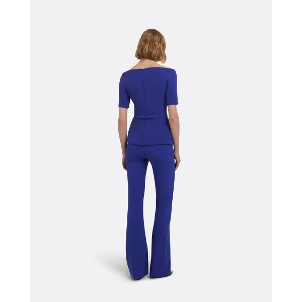 Lyddie Top In Skiathos Blue by Safiyaa ‚Äì luxury tops in Blue available at Luxury Shoes 
