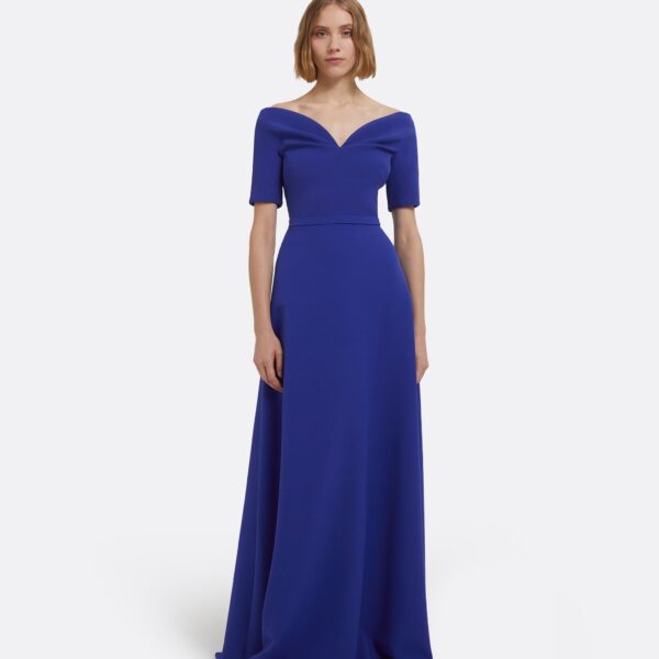 Lydia Long Dress In Skiathos Blue by Safiyaa ‚Äì luxury dresses in Blue available at Luxury Shoes 