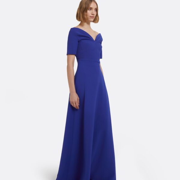 Lydia Long Dress In Skiathos Blue by Safiyaa ‚Äì luxury dresses in Blue available at Luxury Shoes 
