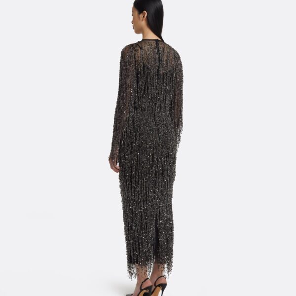 Lyran Midi Dress In Black With Gunmetal by Safiyaa ‚Äì luxury dresses in Black available at Luxury Shoes 