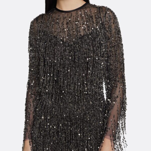 Lyran Midi Dress In Black With Gunmetal by Safiyaa ‚Äì luxury dresses in Black available at Luxury Shoes 