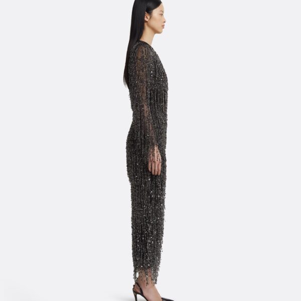 Lyran Midi Dress In Black With Gunmetal by Safiyaa ‚Äì luxury dresses in Black available at Luxury Shoes 