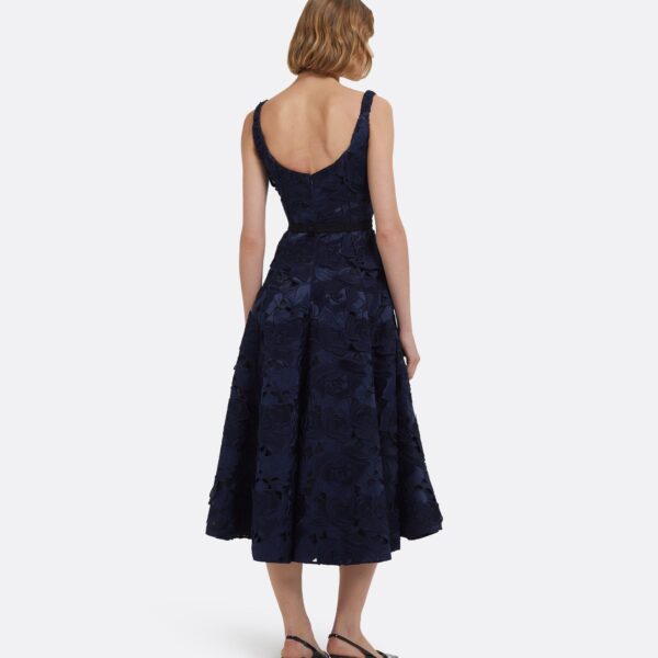 Marnie Midi Dress In Black And Navy by Safiyaa ‚Äì luxury dresses in Blue available at Luxury Shoes 