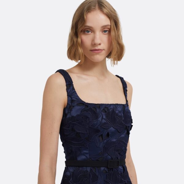 Marnie Midi Dress In Black And Navy by Safiyaa ‚Äì luxury dresses in Blue available at Luxury Shoes 