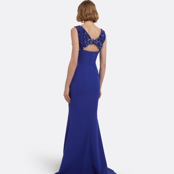 Melina Long Dress In Skiathos With Multi-Blues by Safiyaa ‚Äì luxury dresses in Blue available at Luxury Shoes 