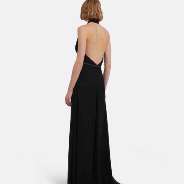 Morgana Long Dress In Black With Embellished Belt by Safiyaa ‚Äì luxury dresses in Black available at Luxury Shoes 