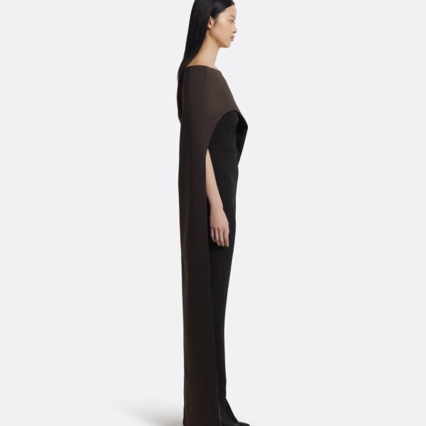 Myrine Jumpsuit & Maddox Harness In Peat Brown by Safiyaa ‚Äì luxury jumpsuit in Black available at Luxury Shoes 