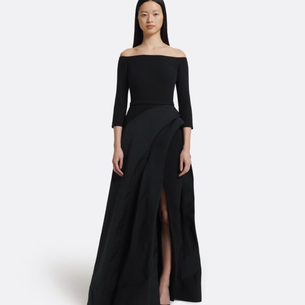 Nila Long Dress In Black by Safiyaa ‚Äì luxury dresses in Black available at Luxury Shoes 