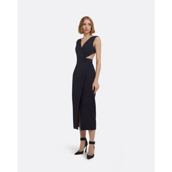 Oakley Midi Dress In Midnight Navy by Safiyaa ‚Äì luxury dresses in Blue available at Luxury Shoes 
