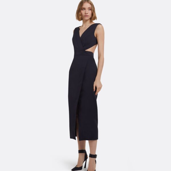 Safiyaa Oakley Midi Dress In Midnight Navy, view 5