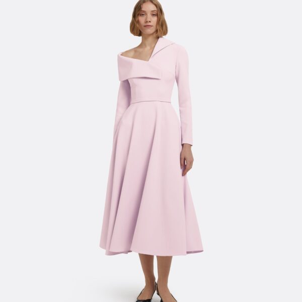 Odelle Midi Dress In Lilac Snow by Safiyaa ‚Äì luxury dresses in Pink available at Luxury Shoes 