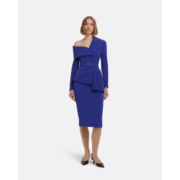 Odessa Tops In Skiathos Blue With Multi-Blues Belt by Safiyaa ‚Äì luxury tops in Blue available at Luxury Shoes 