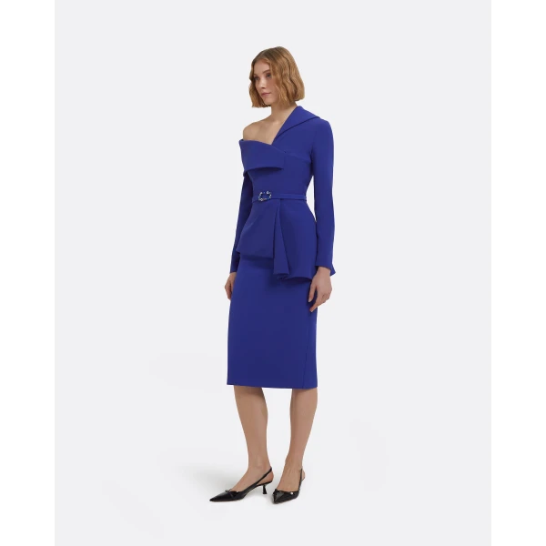 Odessa Tops In Skiathos Blue With Multi-Blues Belt by Safiyaa ‚Äì luxury tops in Blue available at Luxury Shoes 