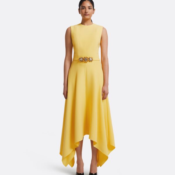 Okimi Dress In Aspen Gold With Aspen Gold by Safiyaa ‚Äì luxury dresses in Gold available at Luxury Shoes 