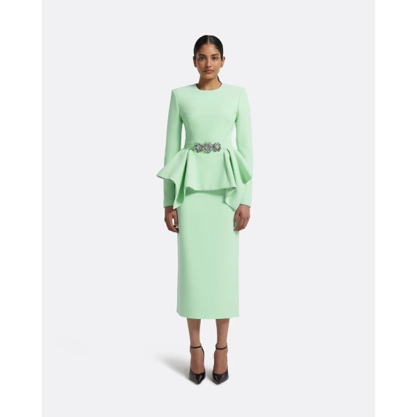 Pomona Skirt In Brook Green by Safiyaa ‚Äì luxury skirts in Green available at Luxury Shoes 