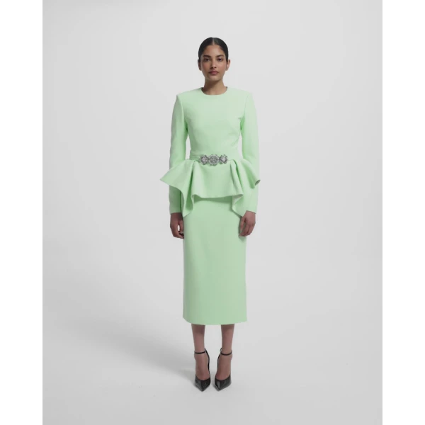 Pomona Skirt In Brook Green by Safiyaa ‚Äì luxury skirts in Green available at Luxury Shoes 