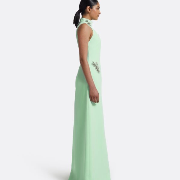 Priscilla Long Dress In Brook Green With Silver by Safiyaa ‚Äì luxury dresses in Green available at Luxury Shoes 