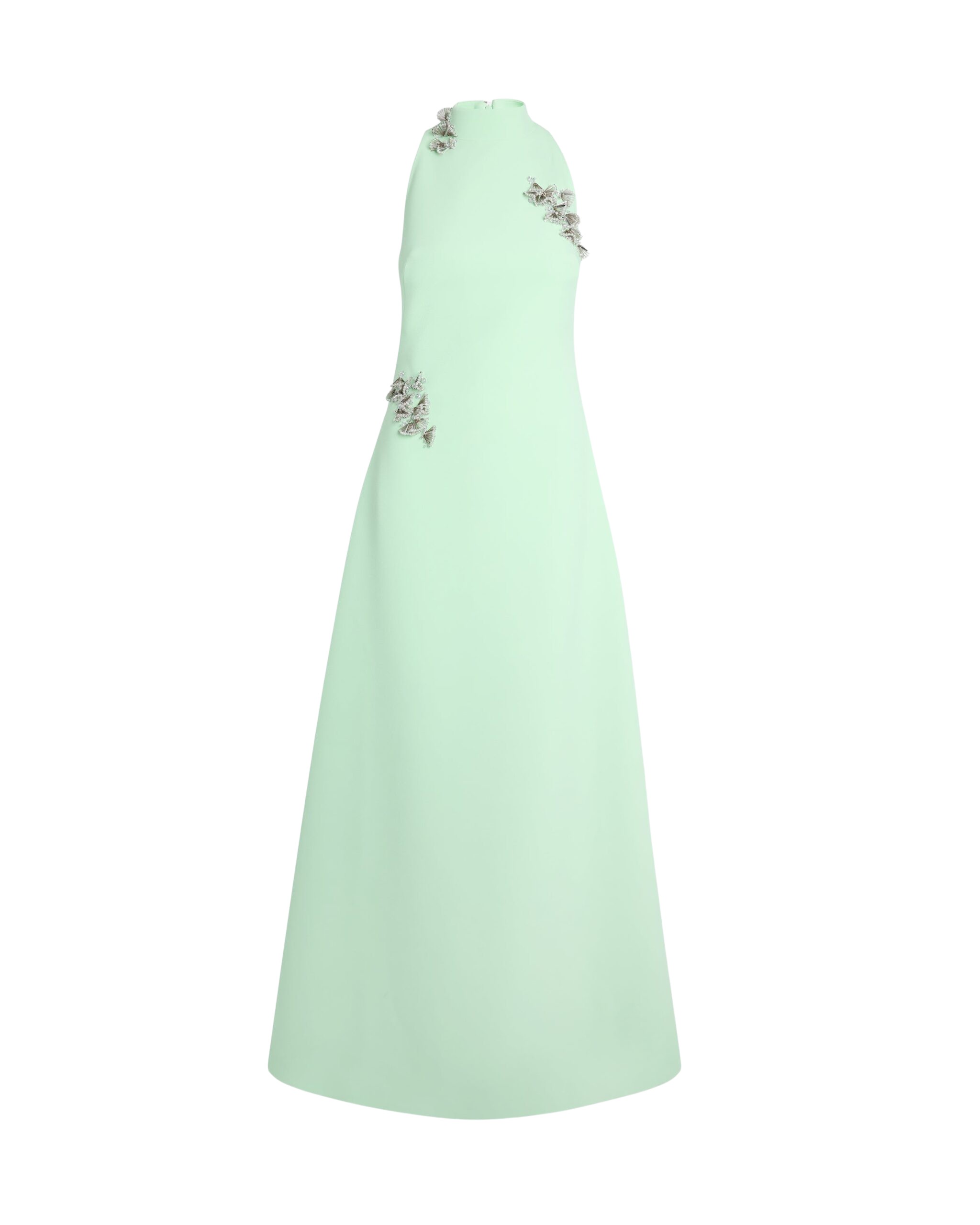 Safiyaa Priscilla Long Dress In Brook Green With Silver