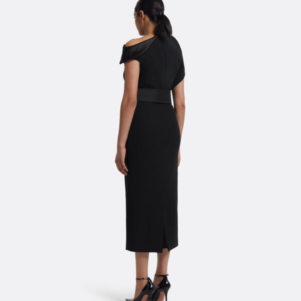 Reina Dress In Black With Crystal And Belt by Safiyaa ‚Äì luxury dresses in Black available at Luxury Shoes 