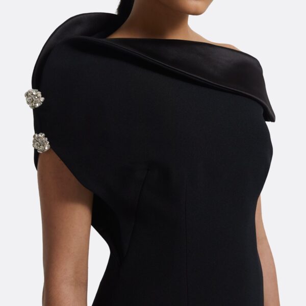 Reina Dress In Black With Crystal by Safiyaa ‚Äì luxury dresses in Black available at Luxury Shoes 