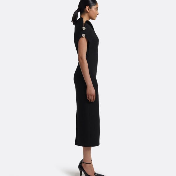 Reina Dress In Black With Crystal by Safiyaa ‚Äì luxury dresses in Black available at Luxury Shoes 