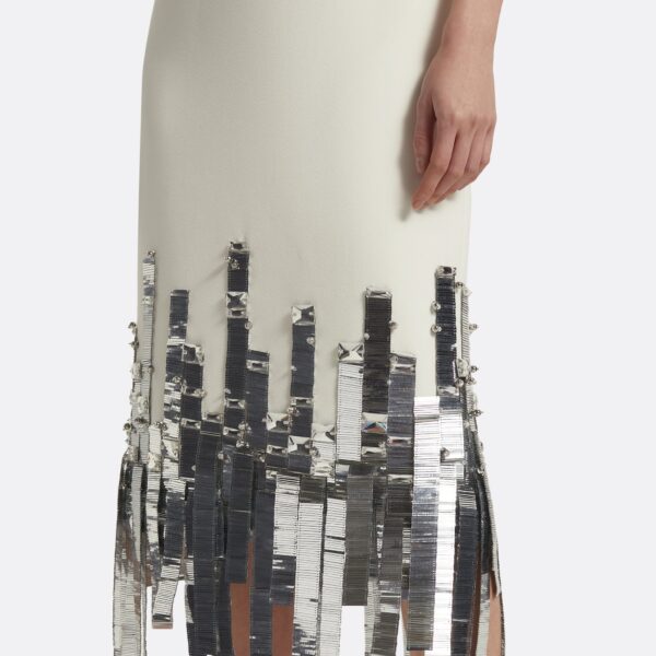 Ripa Midi Dress In Ivory With Silver by Safiyaa ‚Äì luxury dresses in Ivory available at Luxury Shoes 
