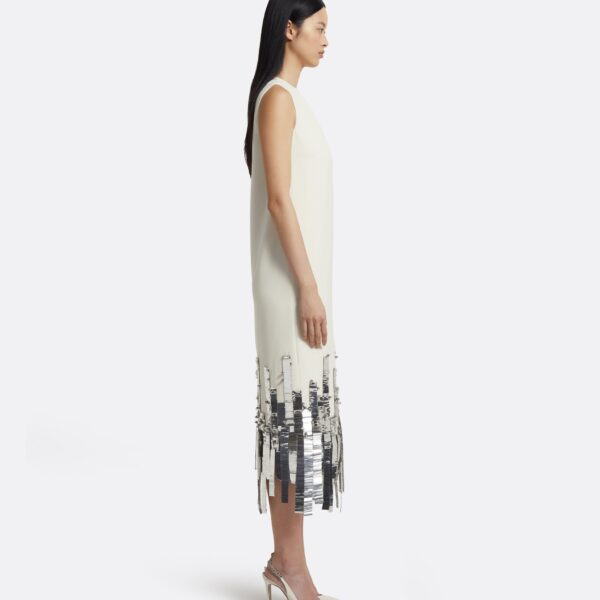 Ripa Midi Dress In Ivory With Silver by Safiyaa ‚Äì luxury dresses in Ivory available at Luxury Shoes 