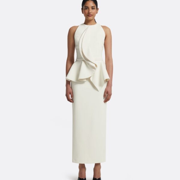Riya Midi Dress In Ivory by Safiyaa ‚Äì luxury dresses in Ivory available at Luxury Shoes 