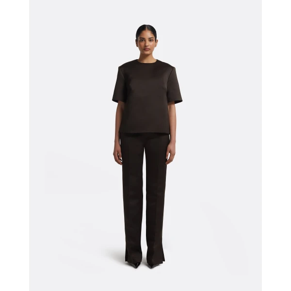Sayuri Top In Peat Brown by Safiyaa ‚Äì luxury tops in Brown available at Luxury Shoes 
