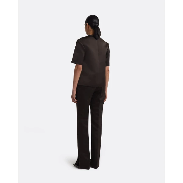 Sayuri Top In Peat Brown by Safiyaa ‚Äì luxury tops in Brown available at Luxury Shoes 