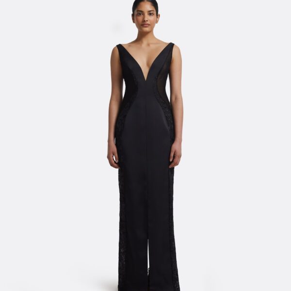 Shayla Long Dress In Black by Safiyaa ‚Äì luxury dresses in Black available at Luxury Shoes 