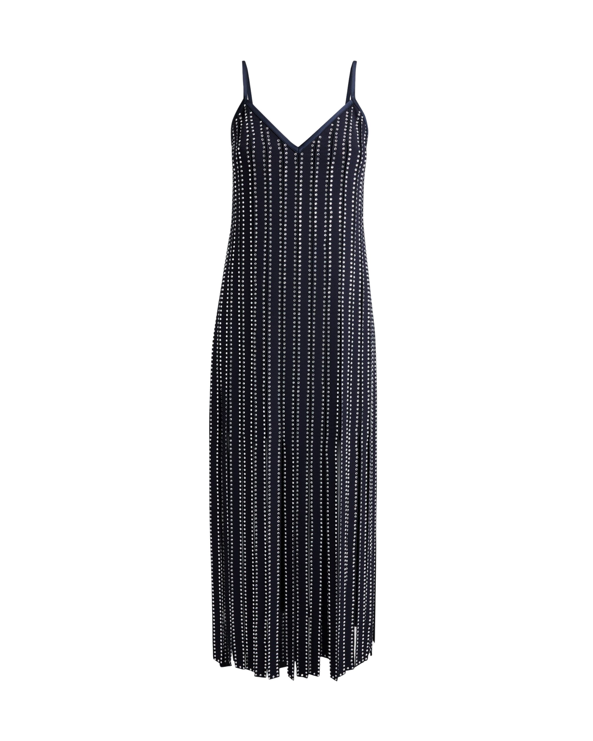 Safiyaa Suami Midi Dress In Midnight Navy With Crystal Embellishments