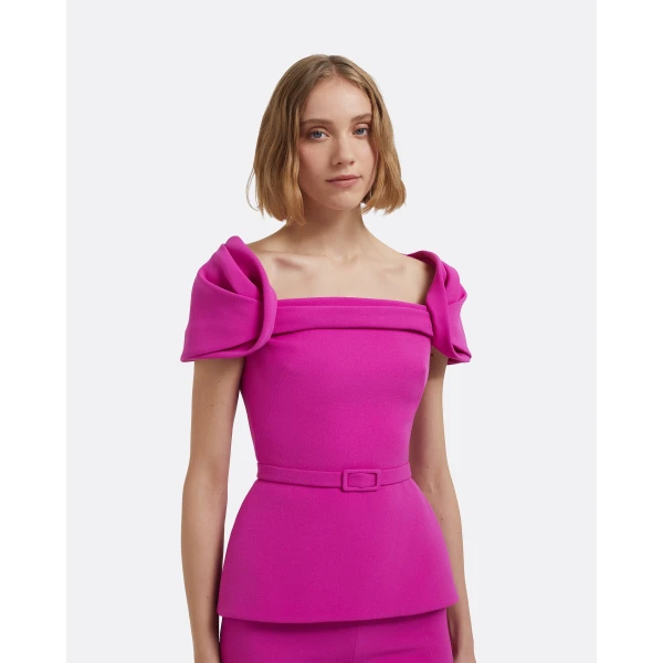 Thalia Top In Pompeii by Safiyaa ‚Äì luxury tops in Pink available at Luxury Shoes 
