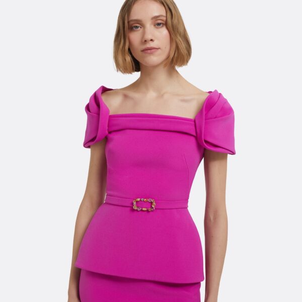 Safiyaa Thalia Top In Pompeii With Embellished Belt, view 5