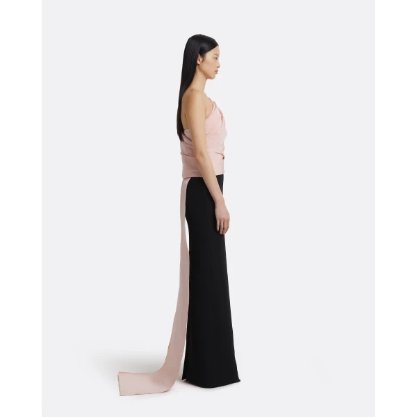 Tokiyo Long Dress In Peony Blush On Black by Safiyaa ‚Äì luxury dresses in Black available at Luxury Shoes 