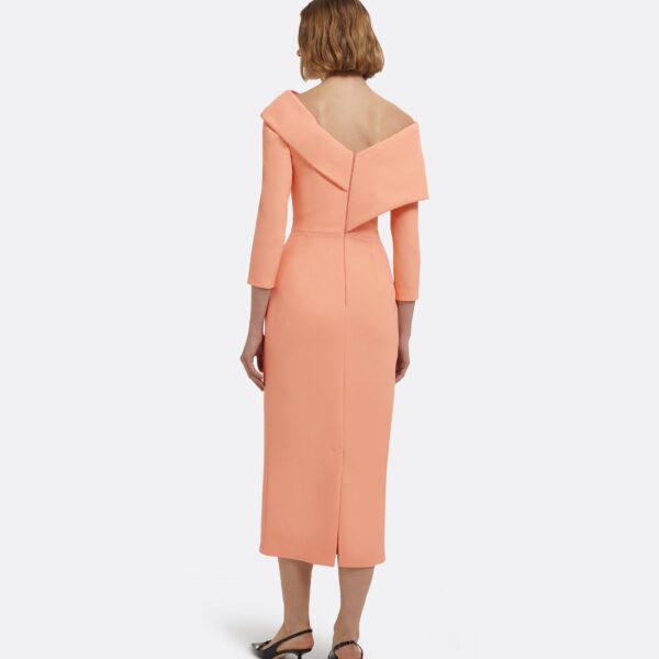 Vera Midi Dress In Apricot by Safiyaa ‚Äì luxury dresses in Orange available at Luxury Shoes 